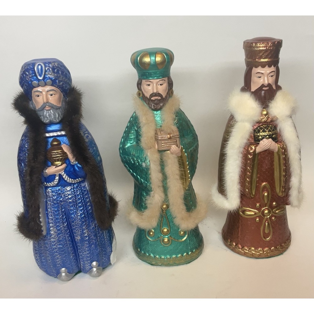Vintage Set of 1990s Composite Blend 3 Wisemen MCM Mod Christmas Holiday Signed